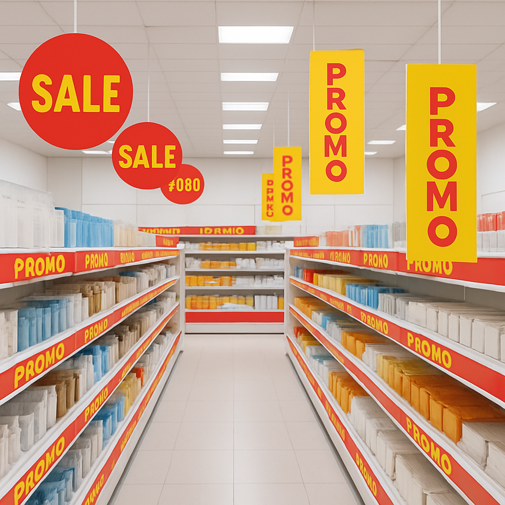 Coordinated in-store signage in a retail aisle